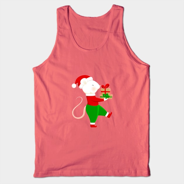 Cute Santa helper in Christmas elf costume. Tank Top by CraftCloud